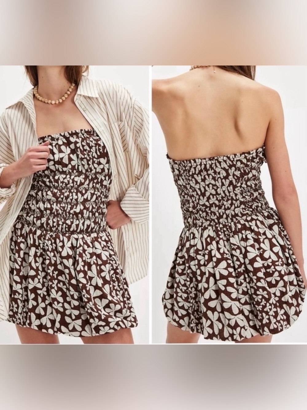 Free People Brown Analise Mini Dress Sz S